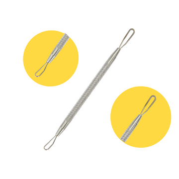 Jully France Blackhead Remover Tool – Stainless Steel Double-Ended Blemish Extractor for Acne, Whiteheads & Pimple Removal (JF-1271, 11cm)